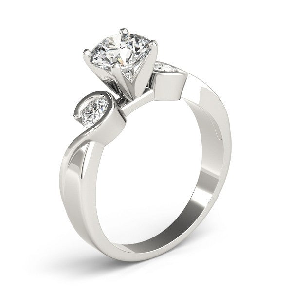 Platinum Round Diamond Designer Trilogy Engagement Ring - DE/VS 2Ct Lab Grown