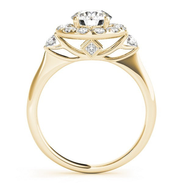 Lab Grown Round Diamond Halo Engagement Ring 18K Rose Gold