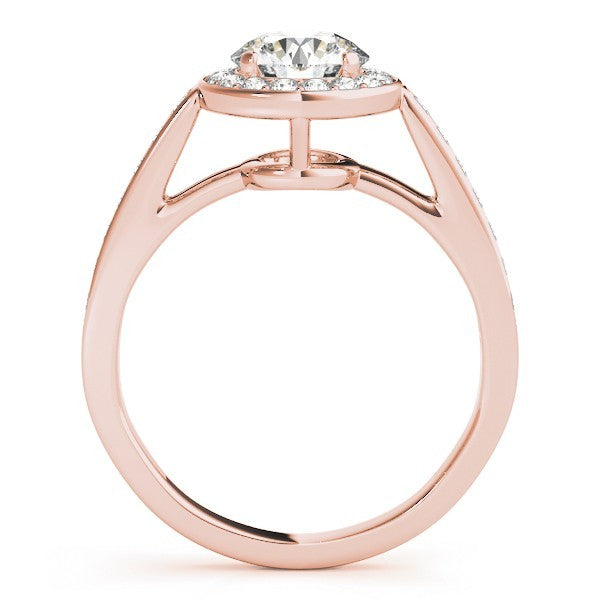 Lab Grown Round Diamond Halo Engagement Ring 18K Yellow Gold