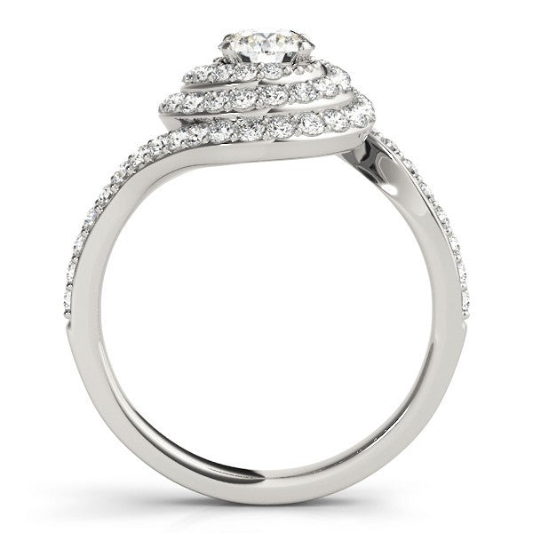 2.00 Carat DE/VS Lab Grown Round Cut Diamond Halo Engagement Ring 18K White Gold