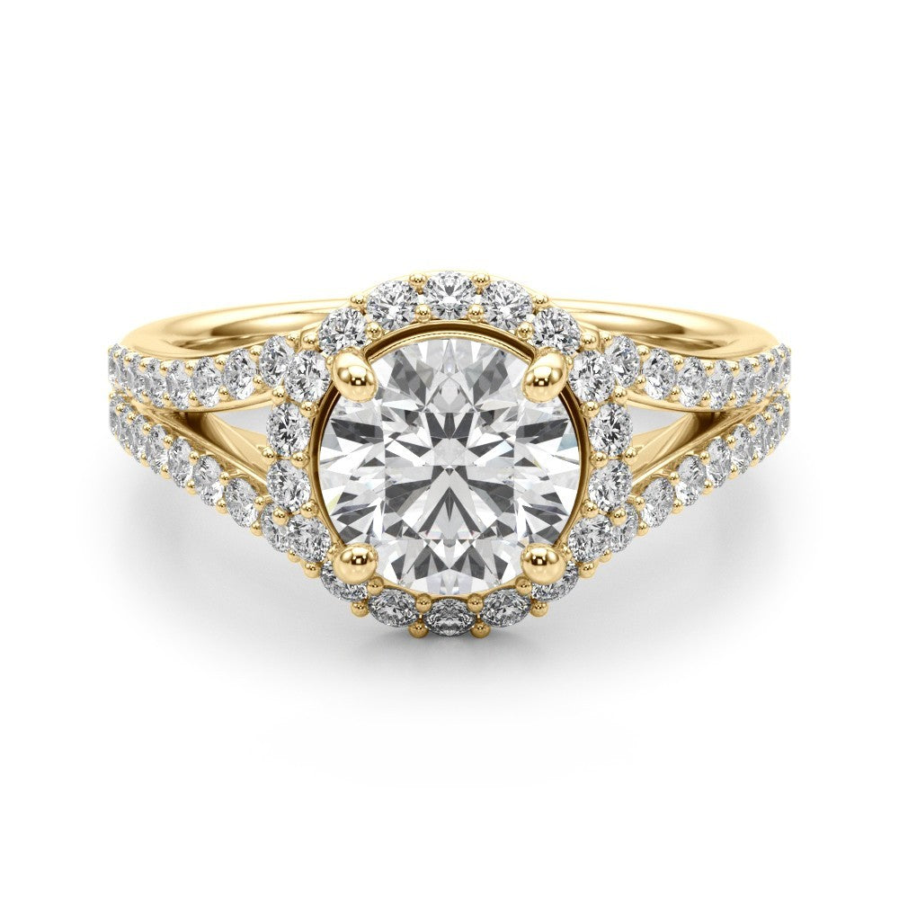 Lab-Grown Diamond Halo Engagement Ring with Split Shank 18K White Gold