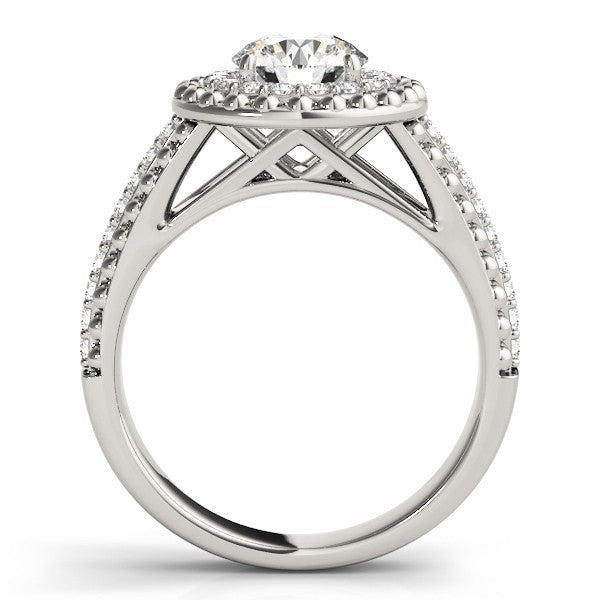 2Ct DE/VS Lab Grown Round Diamond Halo Engagement Ring 18K Yellow Gold