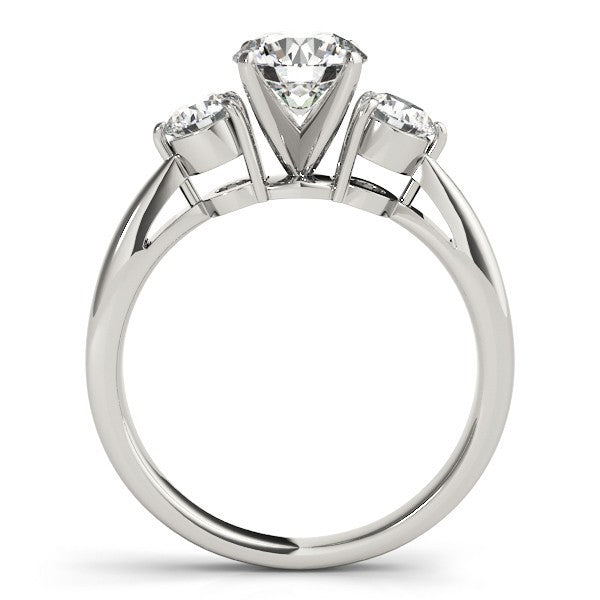 Platinum Round Diamond V Prong Trilogy Engagement Ring - DE/VS 2Ct Lab Grown