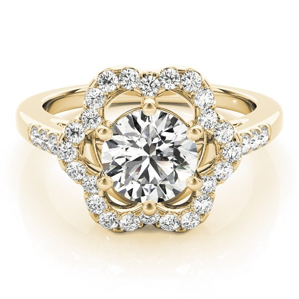 2.00Ct Lab Grown Round Diamond Halo Engagement Ring 18K Yellow Gold