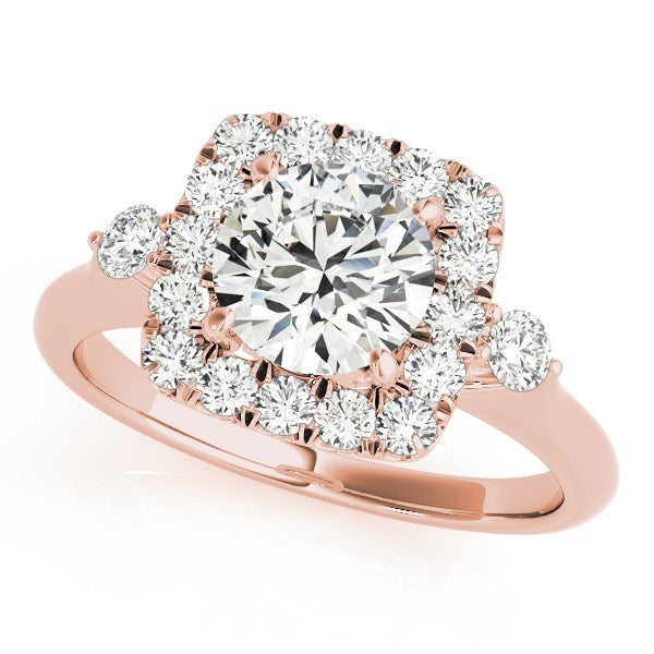 Lab Grown Round Diamond Halo Engagement Ring 18K Yellow Gold