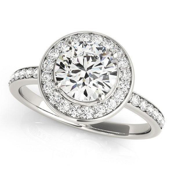 Lab Grown Round Diamond Halo Engagement Ring 18K Yellow Gold