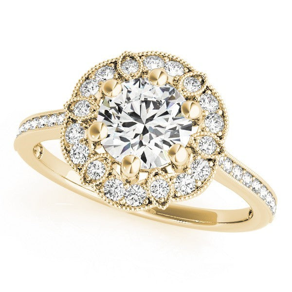 Lab Grown Round Diamond Halo Engagement Ring 18K White Gold