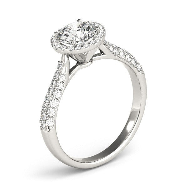 2.00Ct Lab Grown Round Diamond Halo Engagement Ring 18K Yellow Gold