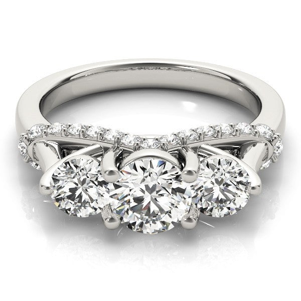 Lab Grown Round Diamond 3 Stone Engagement Ring Platinum 2CT DE/VS