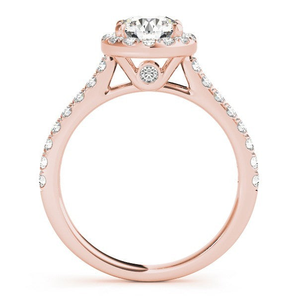 Lab Grown Round Diamond Halo Engagement Ring 18K Rose Gold