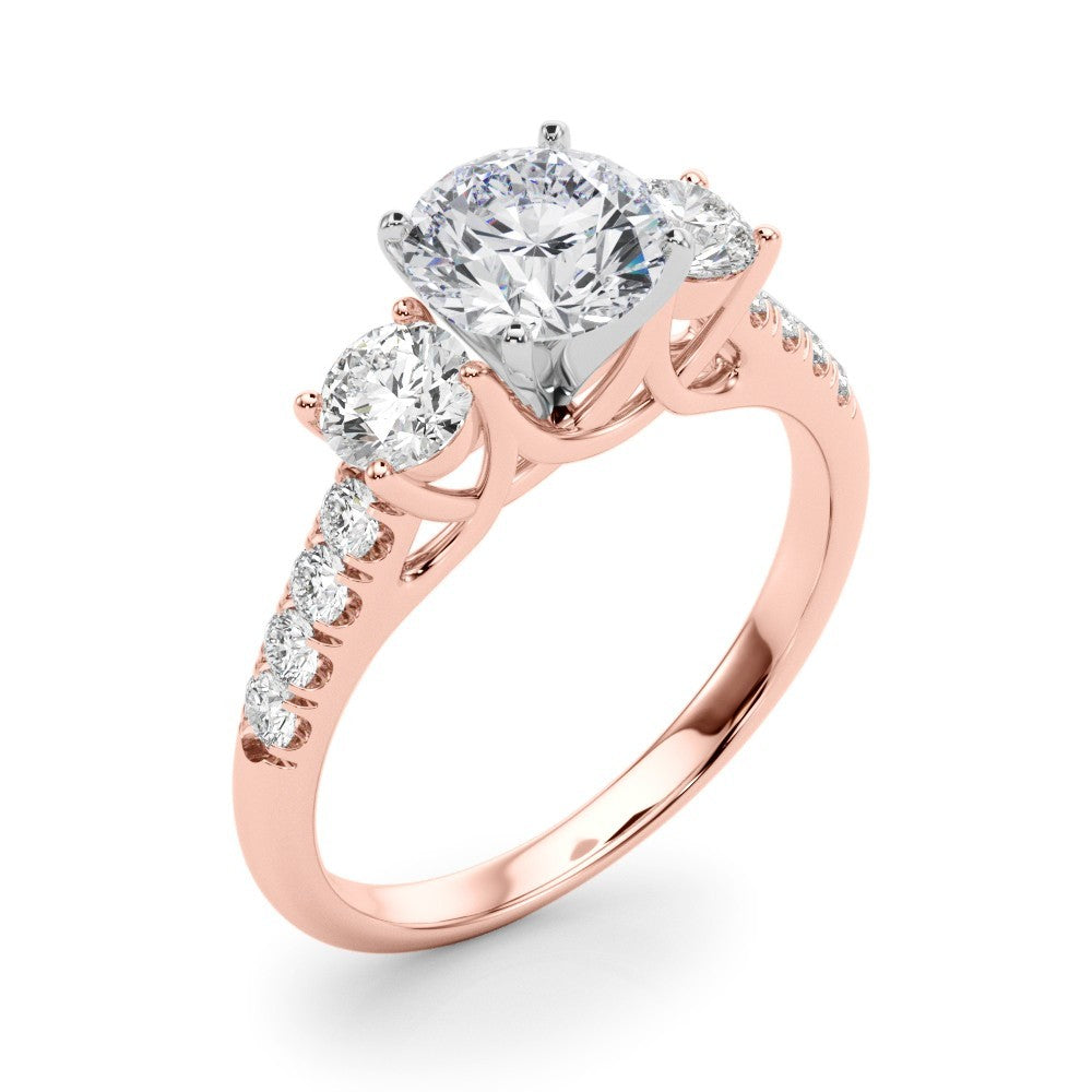 Lab Grown Round Diamond 3 Stone Engagement Ring Platinum DE/VS 2CT