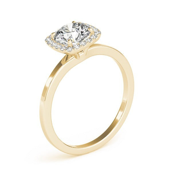 Lab Grown Round Diamond Halo Engagement Ring 18K Yellow Gold