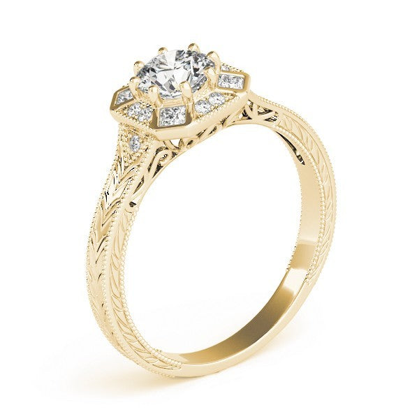 Lab Grown Round Diamond Halo Engagement Ring 18K White Gold