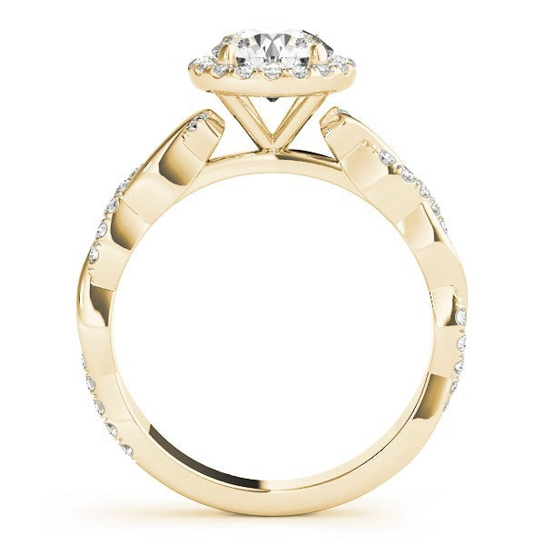 Lab Grown Round Diamond Halo Engagement Ring 18K White Gold