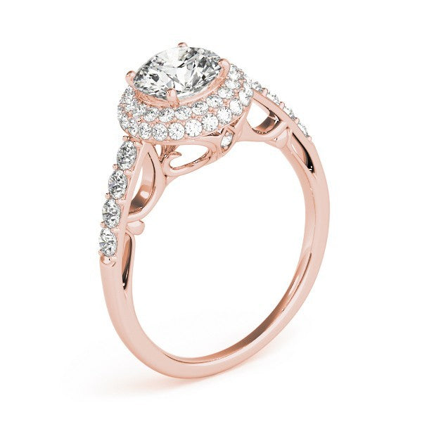 Lab Grown Round Diamond Halo Engagement Ring 18K Yellow Gold