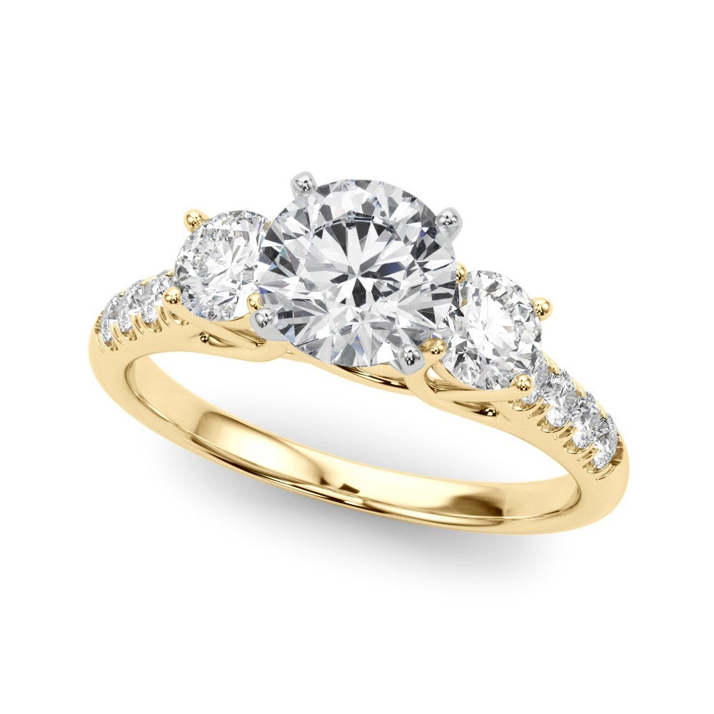 Lab Grown Round Diamond 3 Stone Engagement Ring Platinum DE/VS 2CT