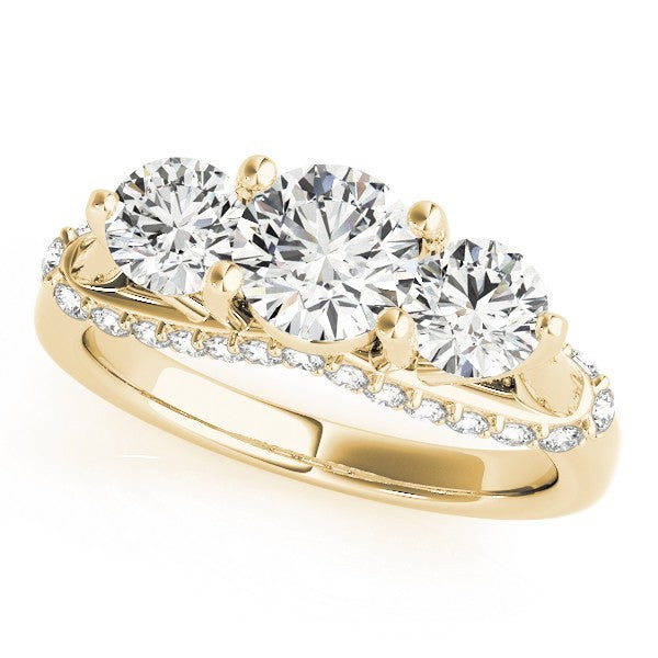 Lab Grown Round Diamond 3 Stone Engagement Ring Platinum 2CT DE/VS