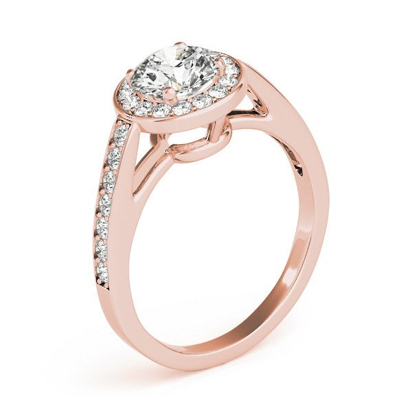 Lab Grown Round Diamond Halo Engagement Ring 18K Yellow Gold