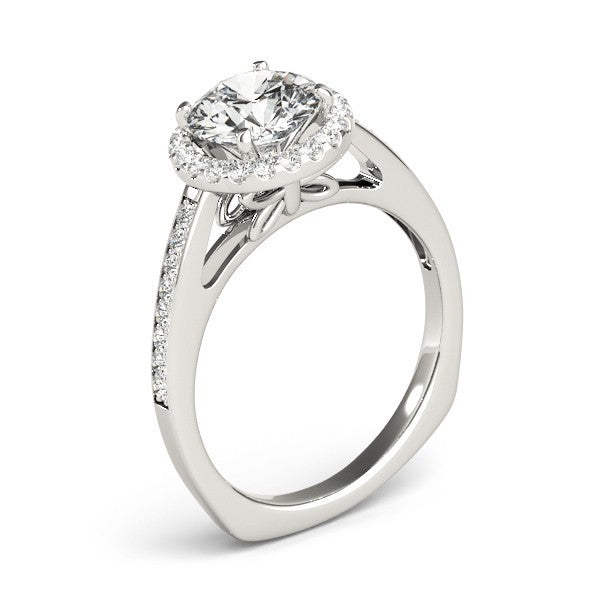 2.00 Ct DE/VS Lab Grown Round Diamond Halo Engagement Ring 18K White Gold