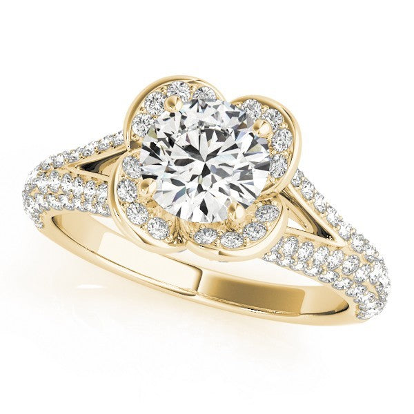 2.00 Ct DE/VS Lab Grown Round Diamond Halo Engagement Ring 18K White Gold