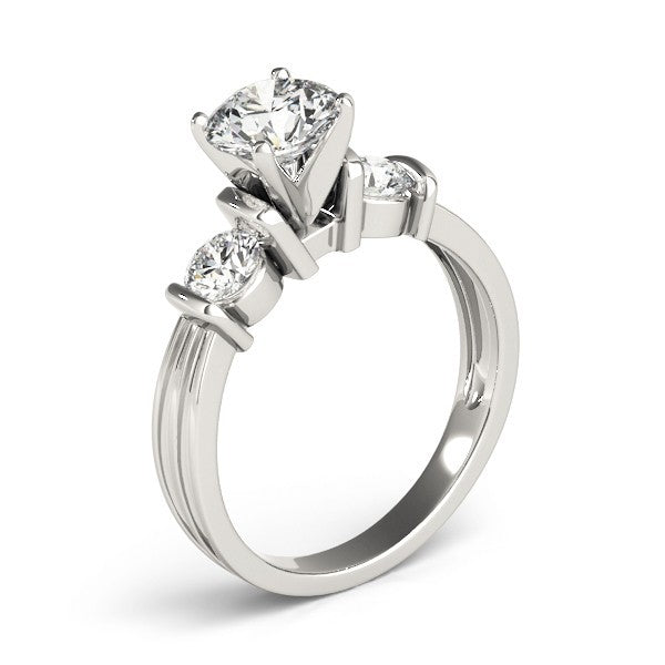 Lab Grown Round Diamond 3 Stone Engagement Ring In DE/VS 2CT Platinum