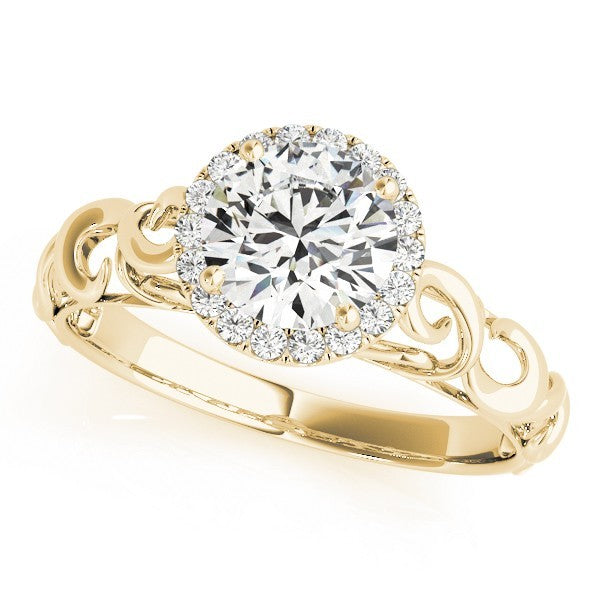 2.00 Ct DE/VS Lab-Grown Diamond Halo Engagement Ring in 18K Yellow Gold ÐUK Made