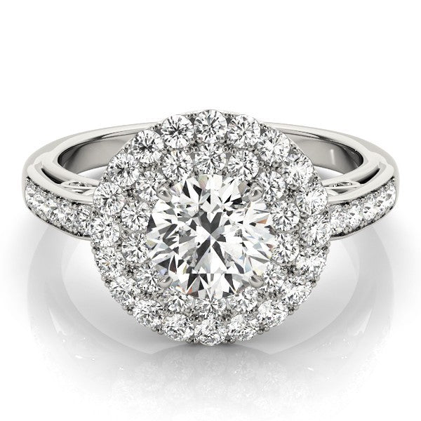 4.00 Carat DE/VS Lab Grown Round Cut Diamond Halo Engagement Ring 18K White Gold