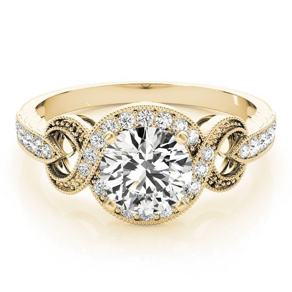 2.00Ct DE/VS Lab Grown Round Diamond Halo Engagement Ring 18K Yellow Gold