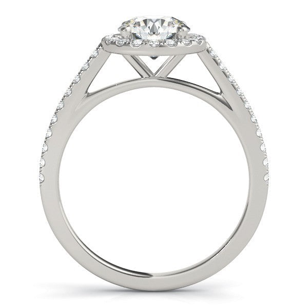 Lab Grown Round Diamond Halo Engagement Ring 18K White Gold