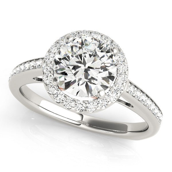 2.00 Ct DE/VS Lab Grown Round Diamond Halo Engagement Ring 18K White Gold