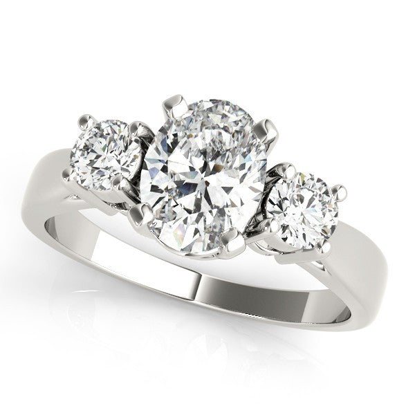 Lab Grown Oval Cut 2 CT DE/VS Diamond Trilogy Engagement Ring Platinum