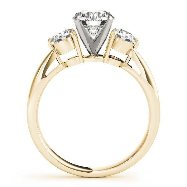 Platinum Round Diamond V Prong Trilogy Engagement Ring - DE/VS 2Ct Lab Grown