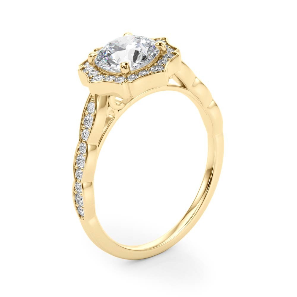 Lab Grown Round Diamond Halo Engagement Ring 18K White Gold