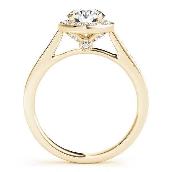 Lab Grown Round Diamond Halo Engagement Ring 18K White Gold