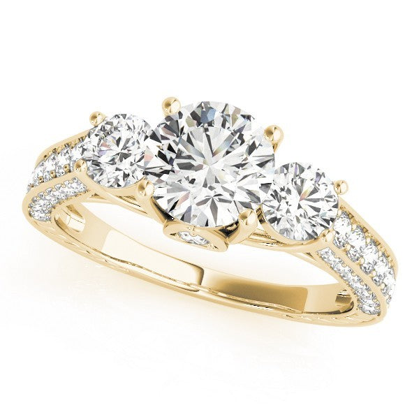 Lab Grown Round Diamond 3 Stone Engagement Ring Platinum