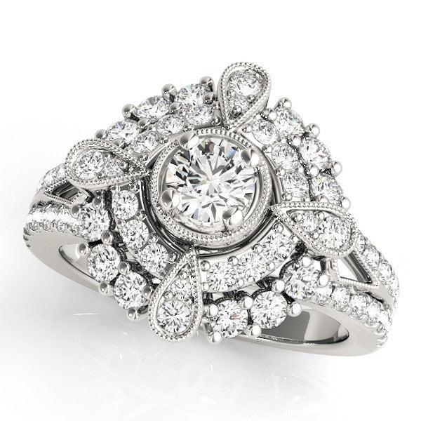 2.00Ct DE/VS Lab Grown Round Diamond Halo Engagement Ring 18K White Gold