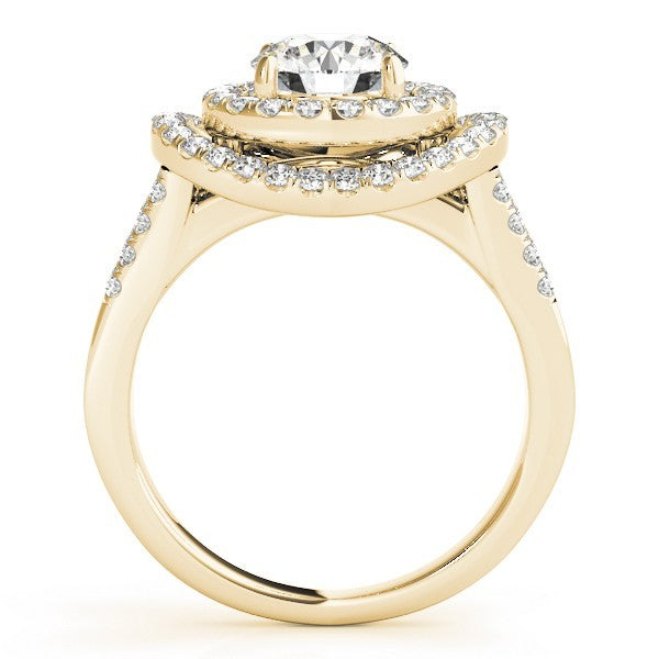 2.00Ct Lab Grown Round Diamond Halo Engagement Ring 18K Yellow Gold