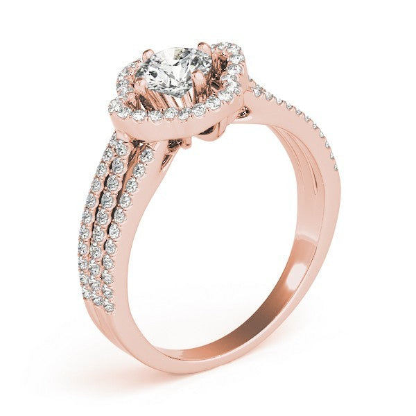 Lab Grown Round Diamond Halo Engagement Ring 18K White Gold