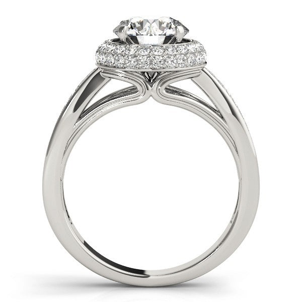 2.00 Ct Lab Grown Round Diamond Halo Engagement Ring 18K White Gold