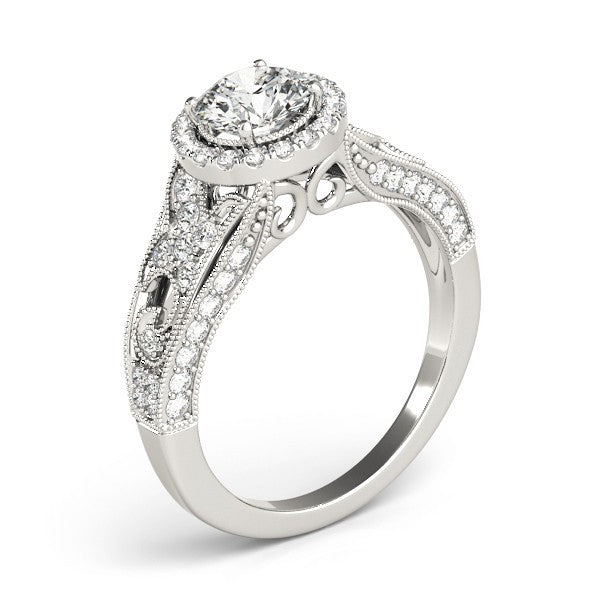 2.00Ct Lab Grown Round Diamond Halo Engagement Ring 18K Yellow Gold