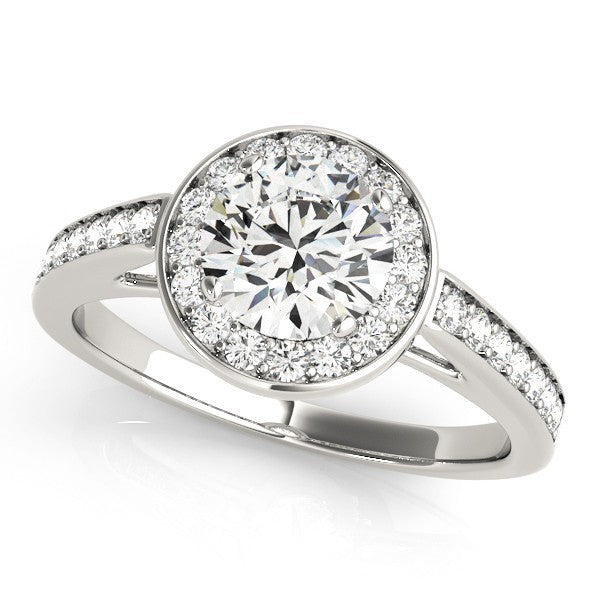 Lab Grown Round Diamond Halo Engagement Ring 18K Yellow Gold