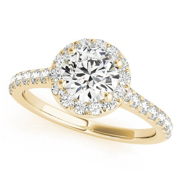 Lab Grown Round Diamond Halo Engagement Ring 18K Rose Gold