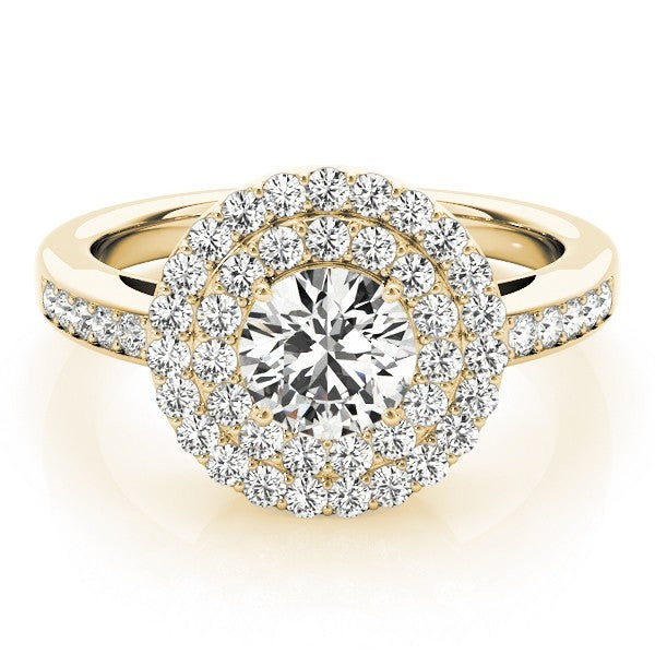 2.00 Ct DE/VS Lab Grown Round Diamond Halo Engagement Ring 18K Yellow Gold