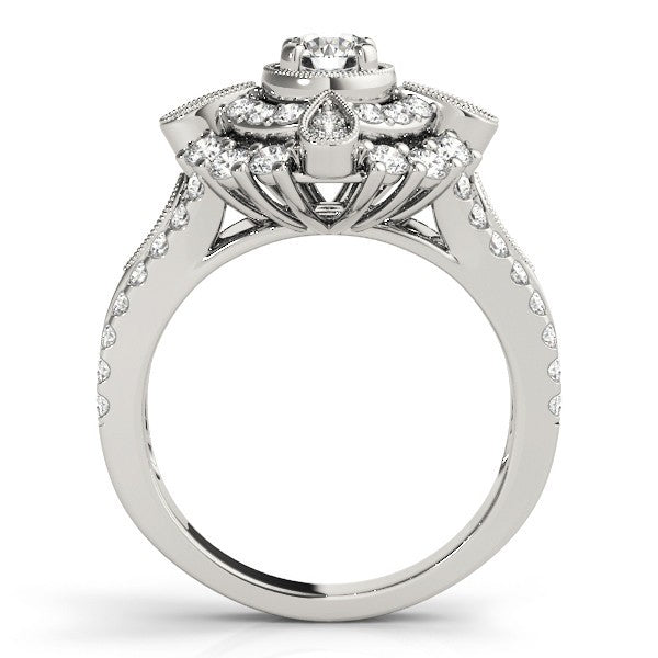 2.00Ct DE/VS Lab Grown Round Diamond Halo Engagement Ring 18K White Gold