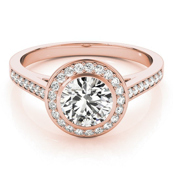 2.00 Carat DE/VS Lab Grown Round Cut Diamond Halo Engagement Ring 18K White Gold
