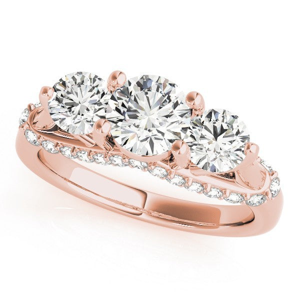 Lab Grown Round Diamond 3 Stone Engagement Ring Platinum 2CT DE/VS