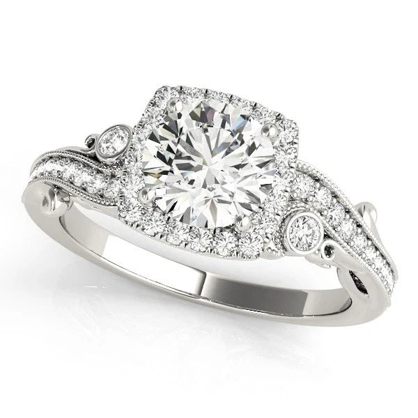 Lab Grown Round Diamond Halo Engagement Ring 18K Rose Gold