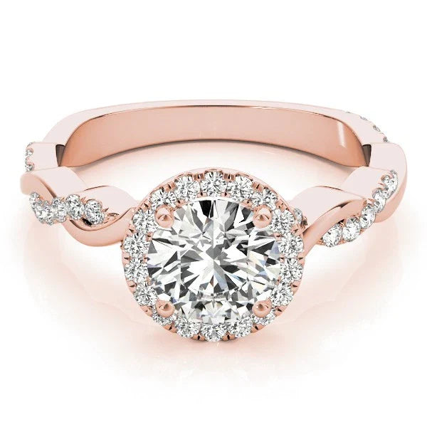 Lab Grown Round Cut Diamond Halo Engagement Ring For Women