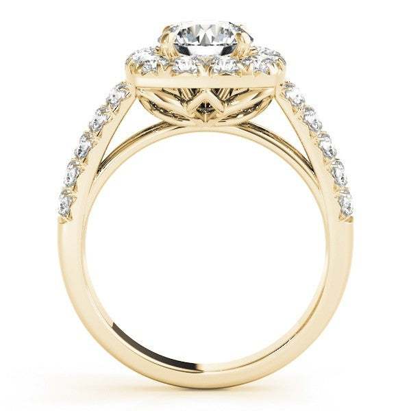 3.00 Carat Lab Grown Round Cut Diamond Halo Engagement Ring 18K White Gold