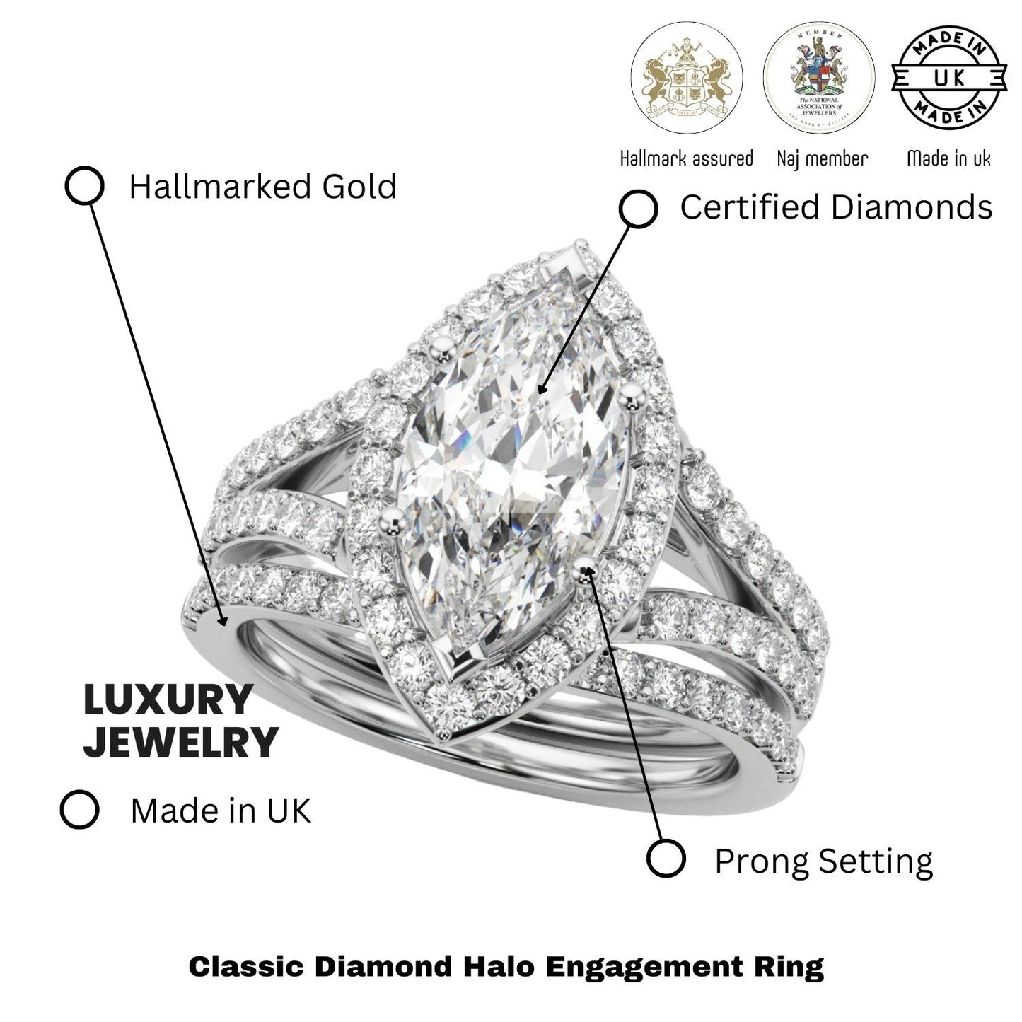 2.00Ct DE/VS Lab Grown Marquise Diamond Halo Engagement Ring Platinum